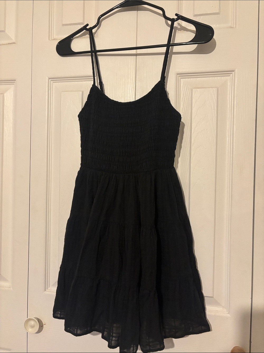 American Eagle Outfitters Black Smocked Tiered Mini Dress